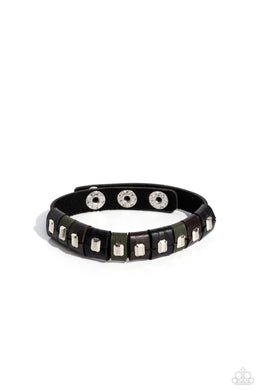 Unabashedly Urban - Black Adjustable Snap Closure Bracelet