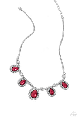 Teardrop Team - Red Necklace