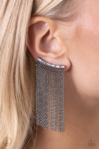 Feuding Fringe - Black Gunmetal Ear Crawler Earrings