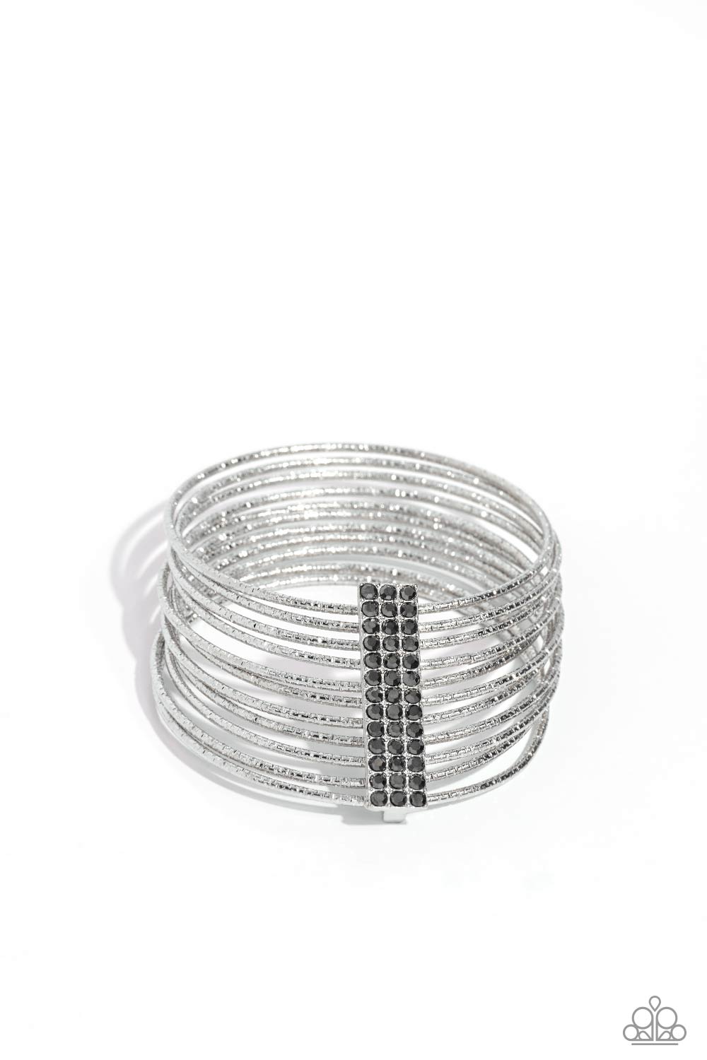 Shimmery Silhouette - Silver Bangle Bracelet