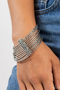 Shimmery Silhouette - Silver Bangle Bracelet