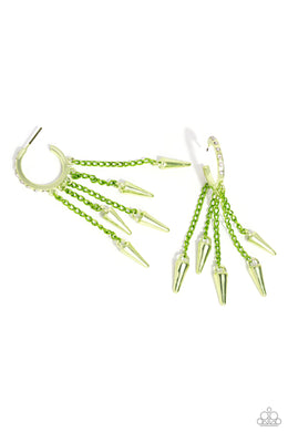 Piquant Punk - Green Hoop Earrings