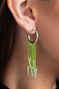 Piquant Punk - Green Hoop Earrings