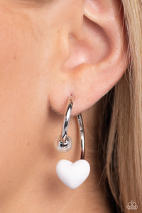 Romantic Representative - White Double-Sided Hoop Earrings