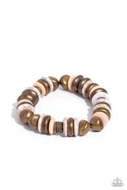 Harmoniously High-End - Brass Stretchy Bracelet