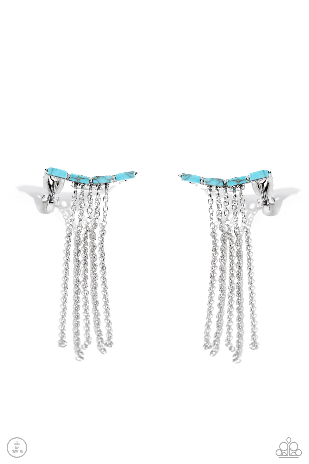 Fault Line Fringe - Blue Ear Crawler Earrings