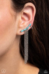 Fault Line Fringe - Blue Ear Crawler Earrings