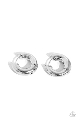 Textured Theme - Silver Hinge Hoop Earrings