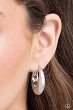 Load image into Gallery viewer, Oval Official - Silver Hinge Hoop Earrings