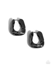 Load image into Gallery viewer, Asymmetric Advocate - Black Gunmetal Hinge Hoop Earrings