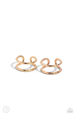 Metallic Moment - Gold Cuff Earrings