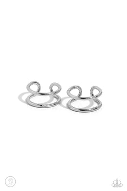 Metallic Moment - Silver Cuff Earrings