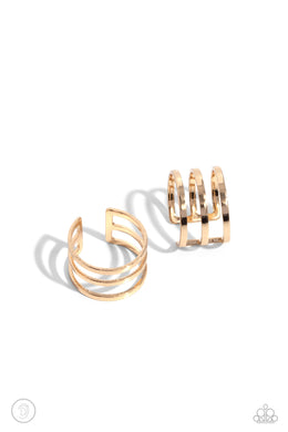 Metro Mashup - Gold Cuff Earrings