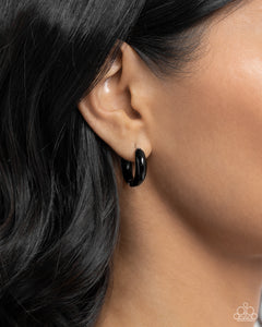 Pivoting Paint - Black Hinge Hoop Earrings