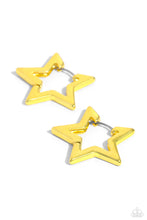 Load image into Gallery viewer, In A Galaxy STAR, STAR Away - Yellow Hinge Hoop Earrings