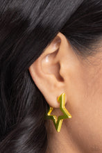 Load image into Gallery viewer, In A Galaxy STAR, STAR Away - Yellow Hinge Hoop Earrings