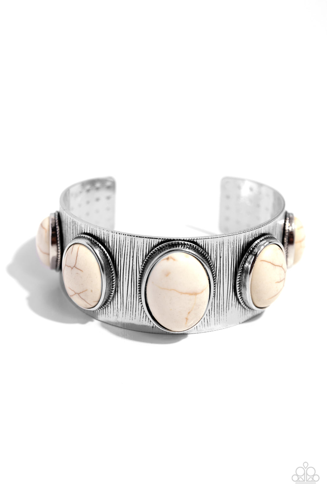 Earthy Echo - White Cuff Bracelet