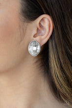 Load image into Gallery viewer, Movie Star Sparkle - White Clip-On Earrings