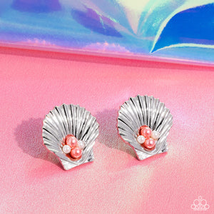 Oyster Opulence - Orange Post Earrings