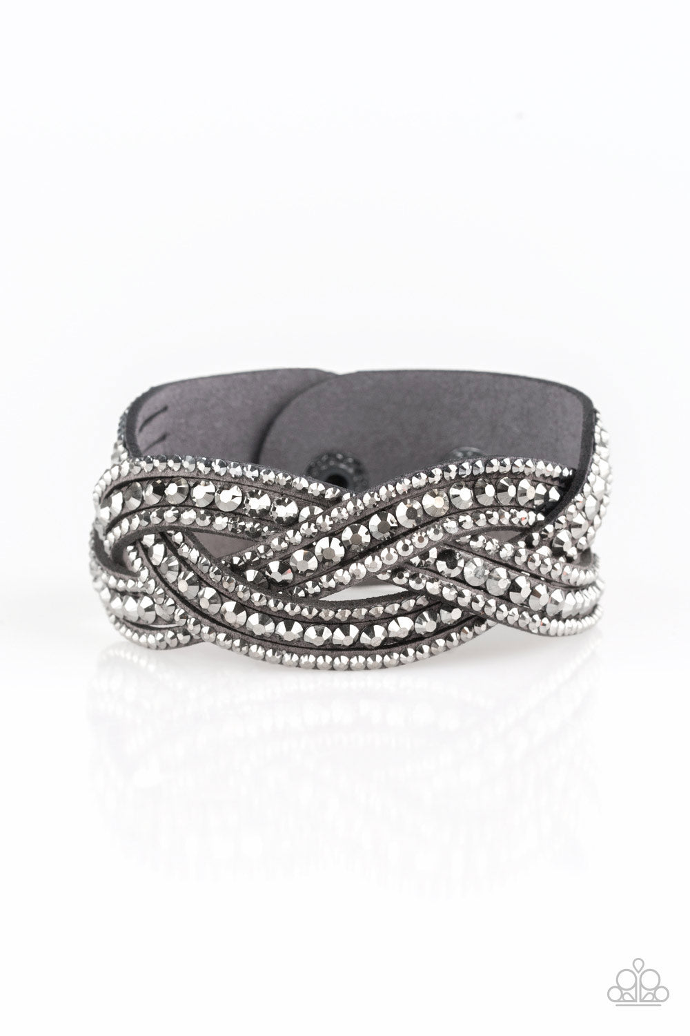 Bring On The Bling - Silver Adjustable Snap Closure Bracelet