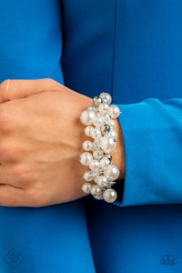 Elegantly Exaggerated - White Stretchy Bracelet