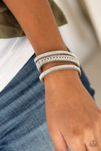 Load image into Gallery viewer, Rollin In Rhinestones - Silver Adjustable Snap Closure Bracelet