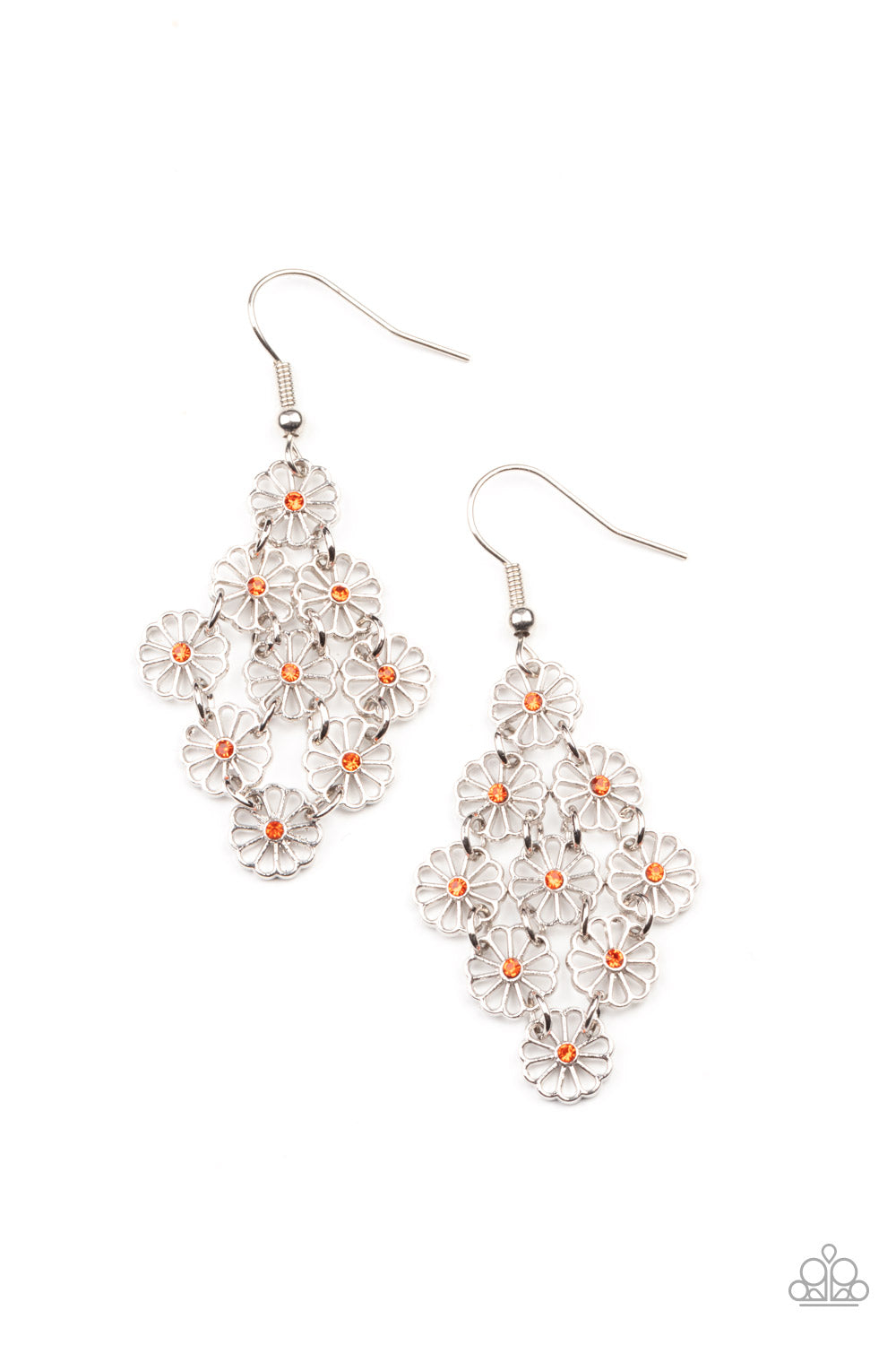 Bustling Blooms - Orange Earrings