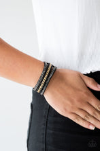 Load image into Gallery viewer, Rollin In Rhinestones - Black Adjustable Snap Closure Bracelet