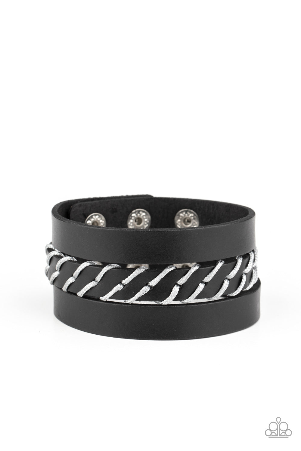 Backroad Bounty - Black Adjustable Snap Closure Bracelet