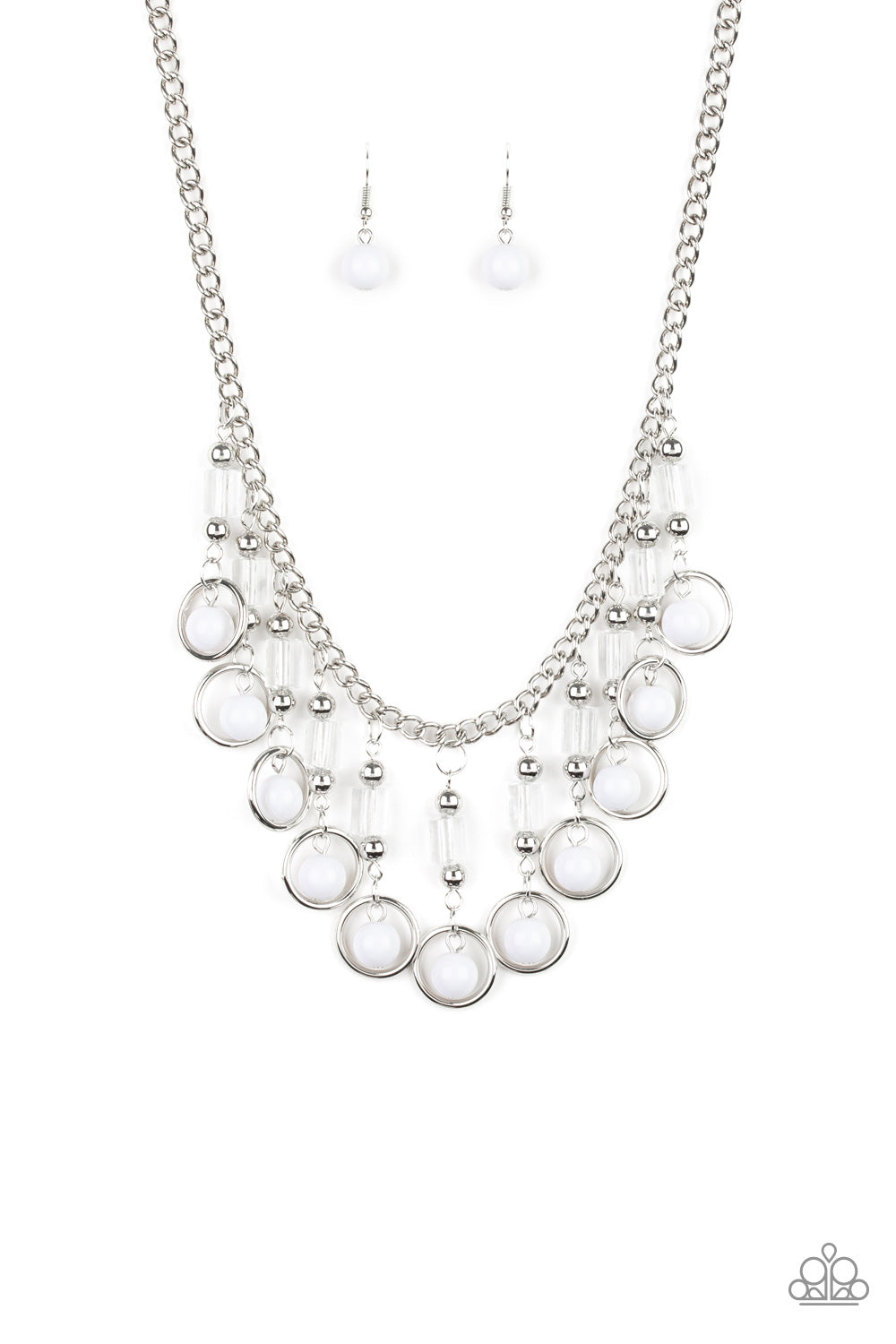 Cool Cascade - White Necklace