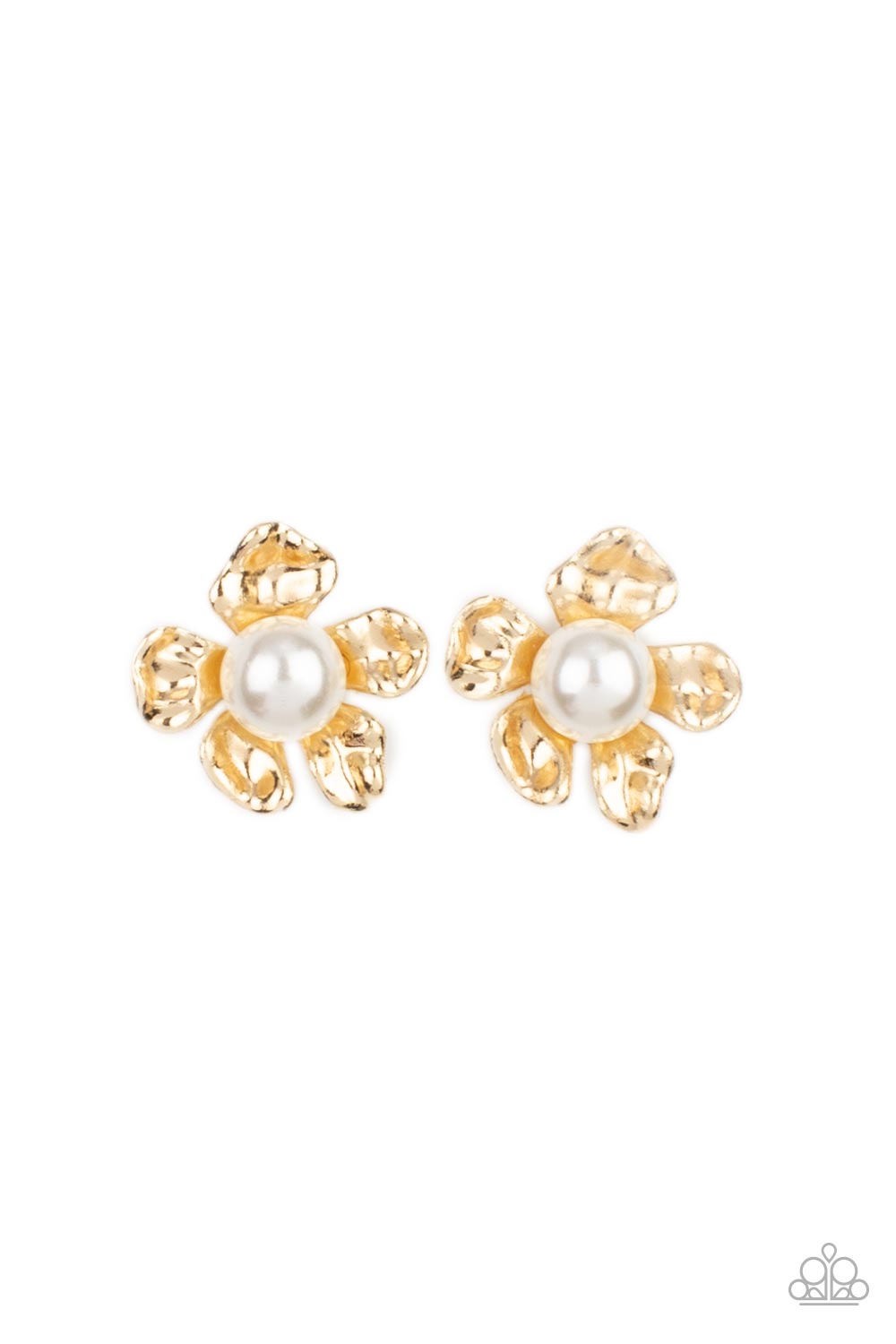 Apple Blossom Pearls - Gold Post Earrings