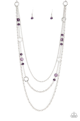 Starry-Eyed Eloquence - Purple Necklace