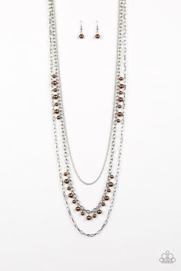 Pearl Pageant - Brown Necklace