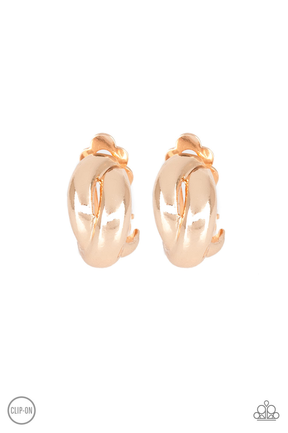 Dining Out - Gold Clip-On Earrings