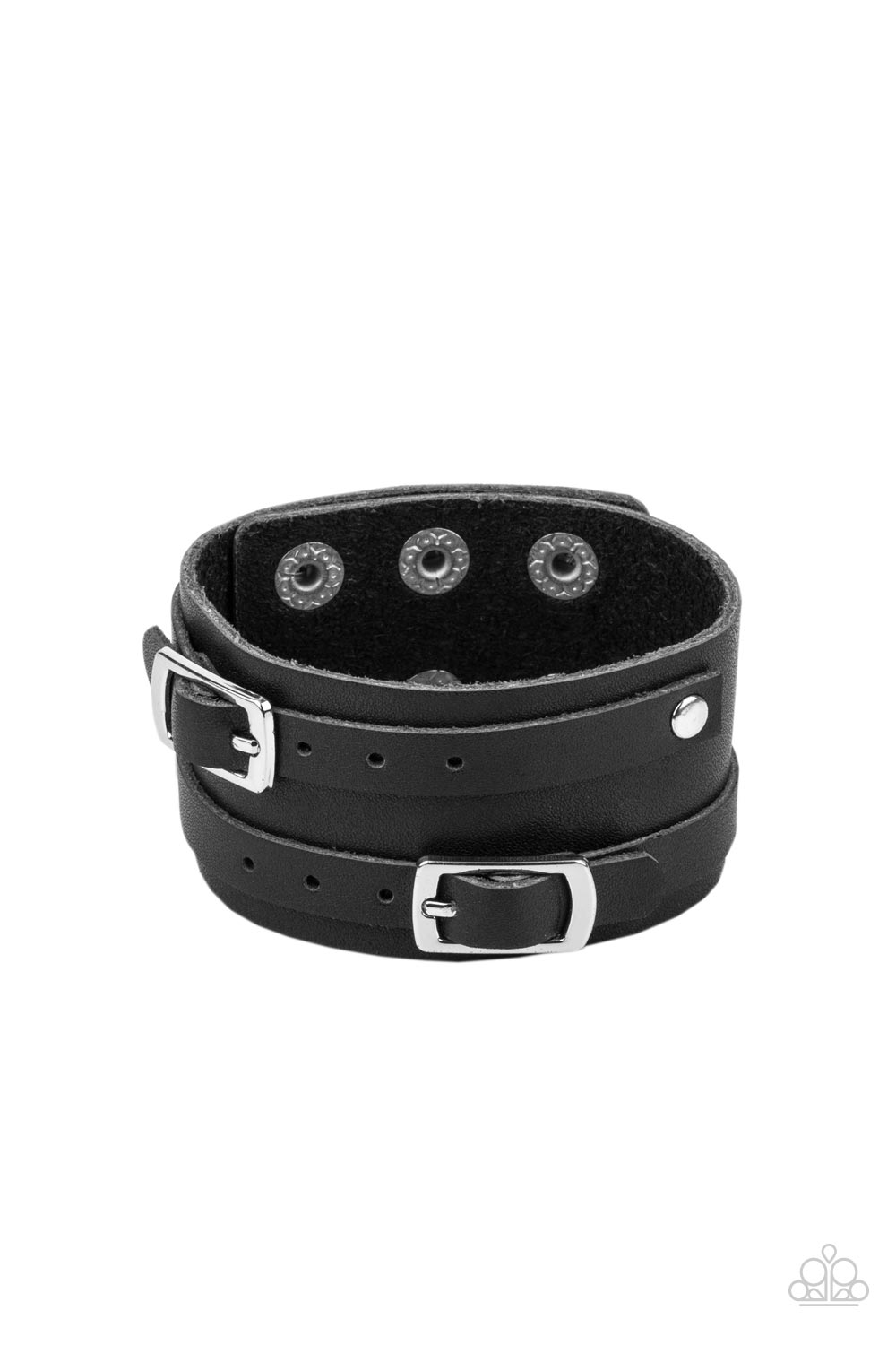 Bronco Bustin Buckles - Black Adjustable Snap Closure Bracelet