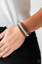 Load image into Gallery viewer, Rollin In Rhinestones - Brown Adjustable Snap Closure Bracelet