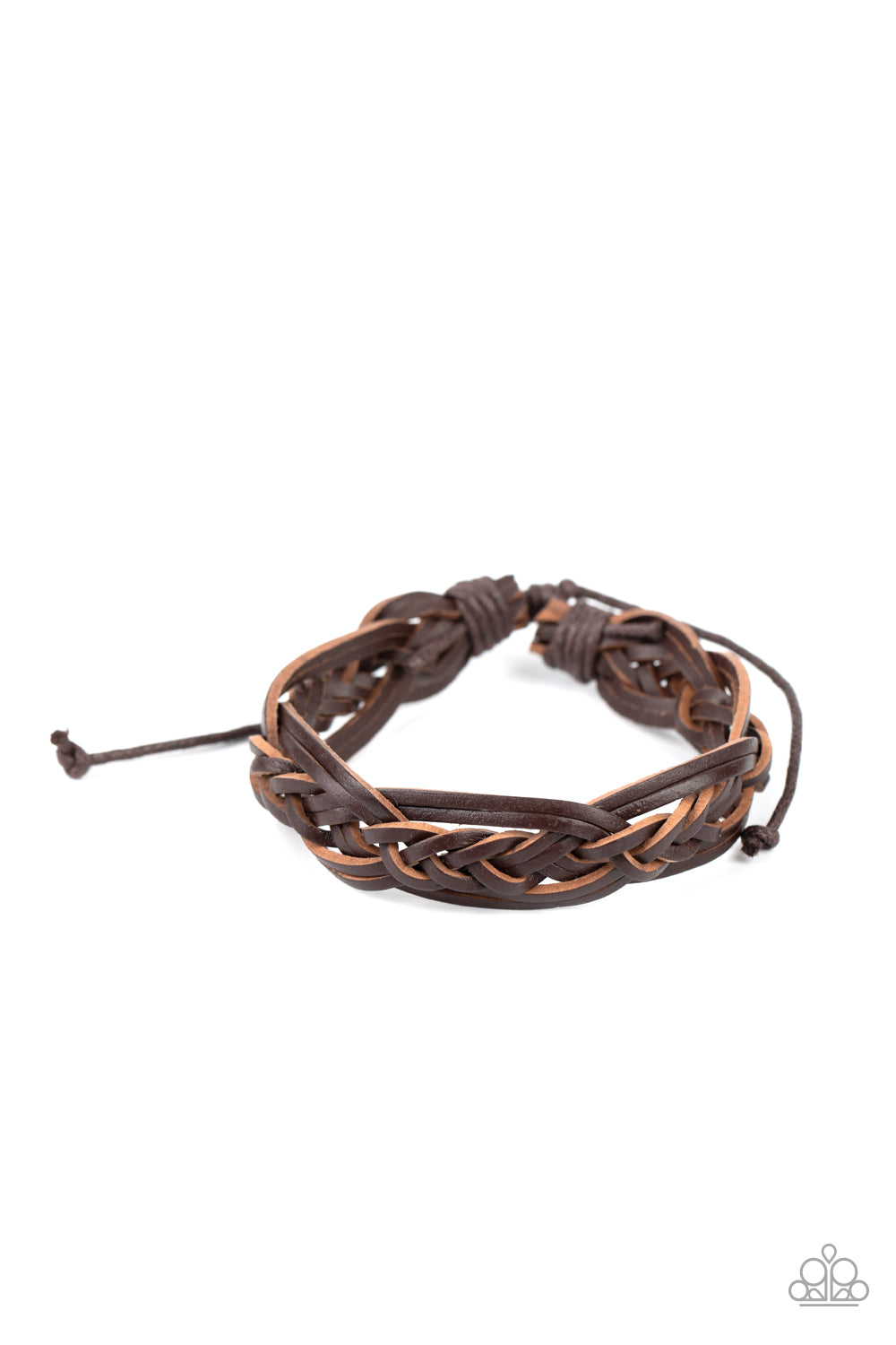 Too Close To HOMESPUN - Brown Sliding Knot Bracelet