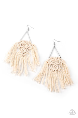 Modern Day Macrame - White Earrings