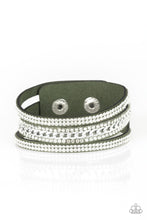 Load image into Gallery viewer, Rollin In Rhinestones - Green Adjustable Snap Closure Bracelet