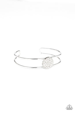 Dial Up The Dazzle - White Cuff Bracelet