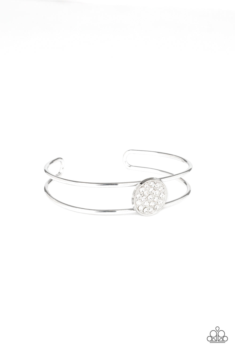 Dial Up The Dazzle - White Cuff Bracelet