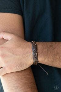 Too Close To HOMESPUN - Brown Sliding Knot Bracelet