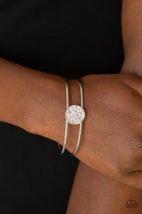 Dial Up The Dazzle - White Cuff Bracelet