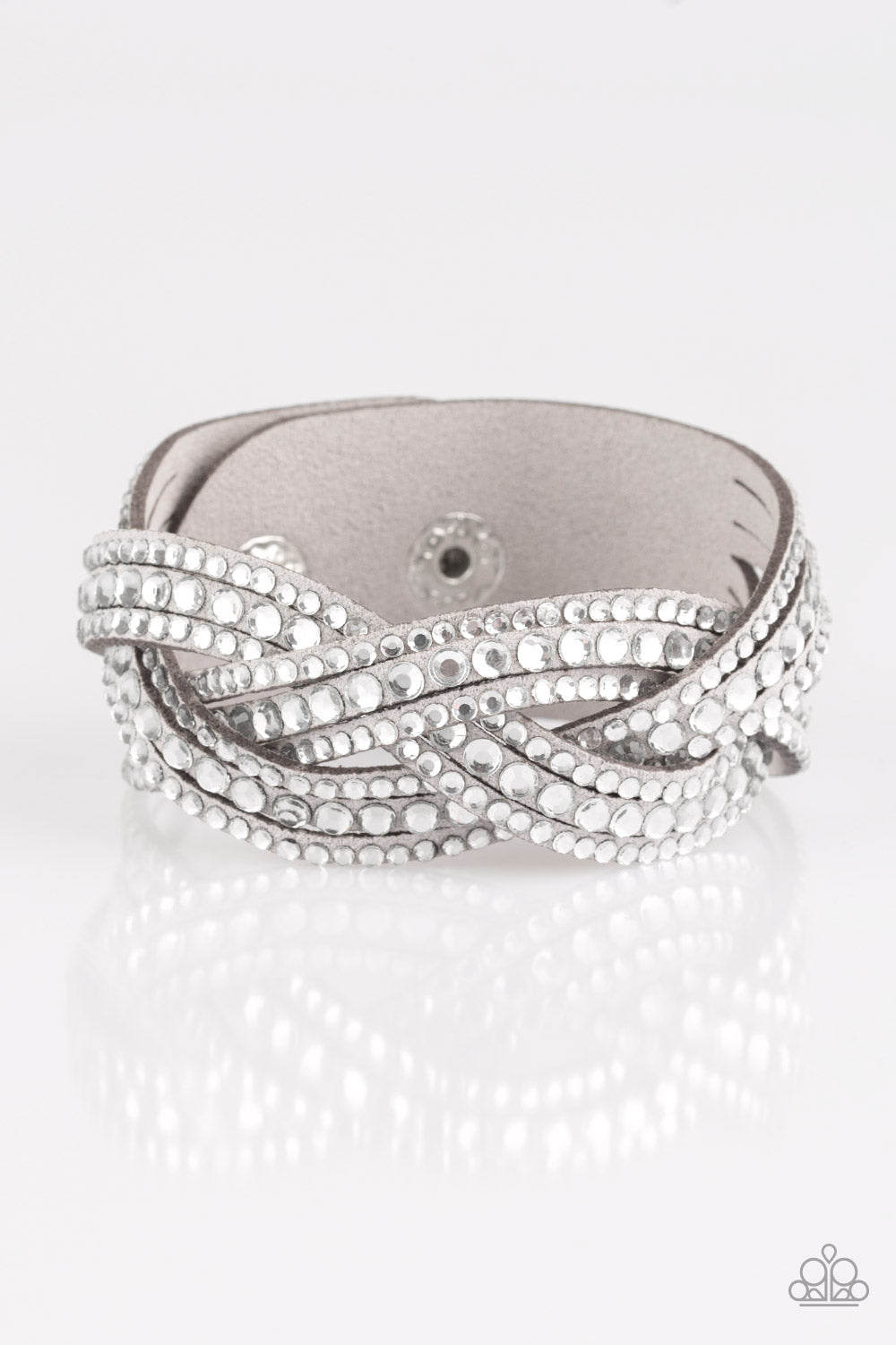 Bring On The Bling - Silver Adjustable Snap Closure Bracelet