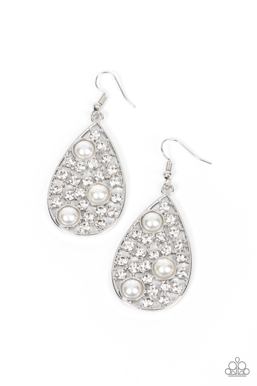 Bauble Burst - White Earrings